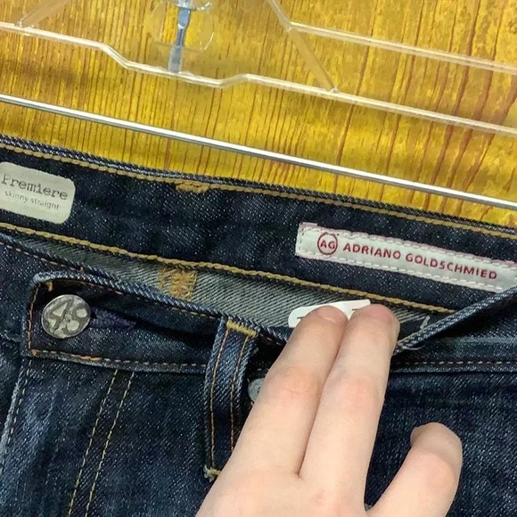 Ag Adriano Goldschmied Skinny Blue Jeans with Distressed Look